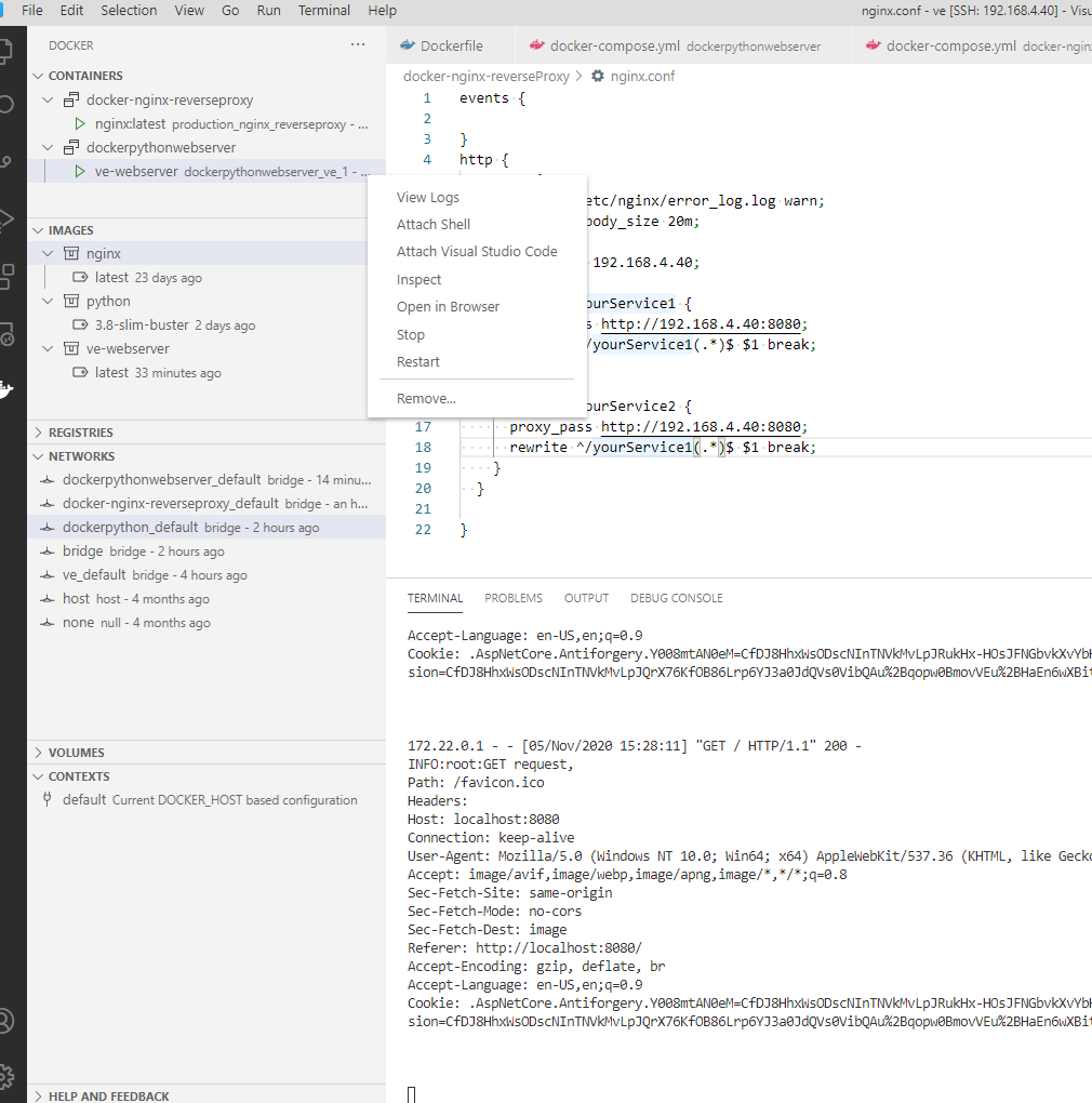 2020 11 05 Docker Reverse Screen Vscode