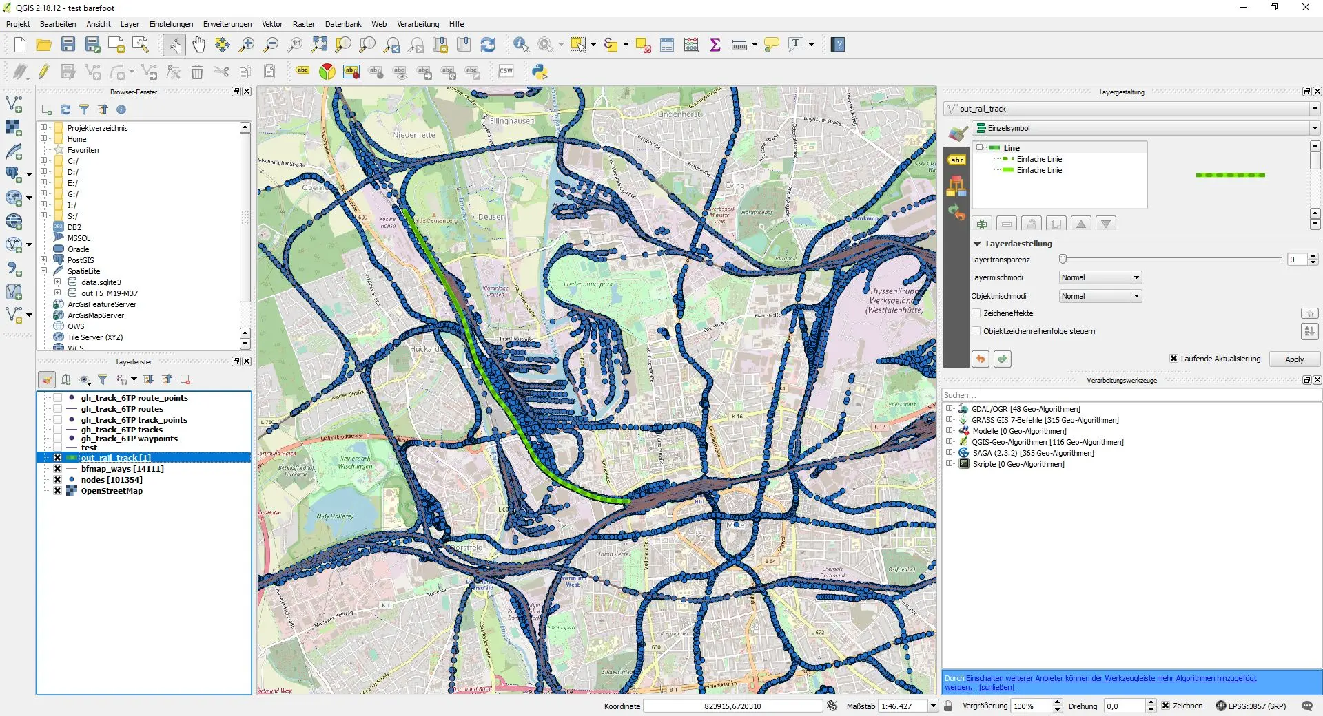 Map and Tack calculated with barefoot